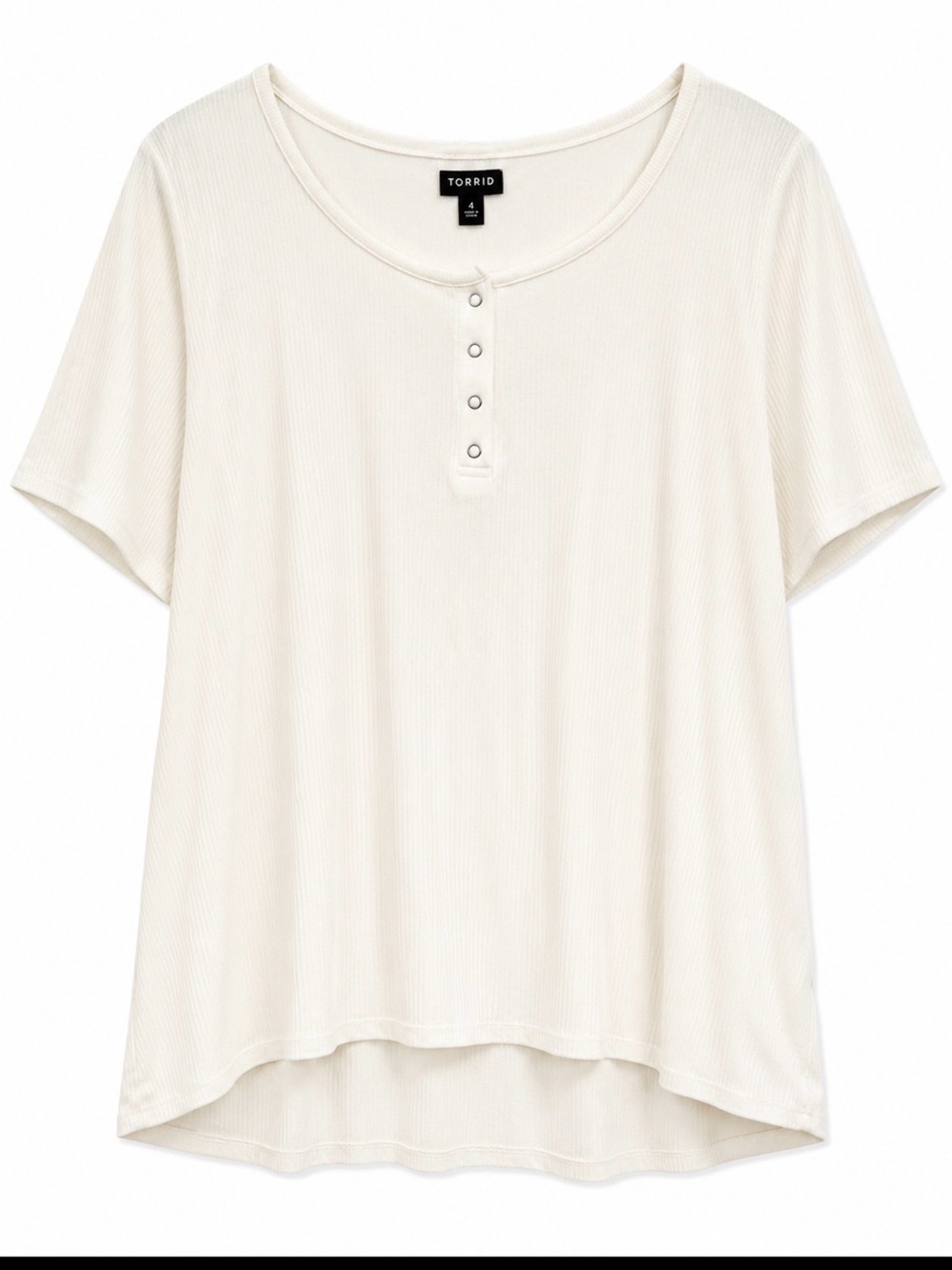 torrid Cream Ribbed Scoop Neck Henley Tee